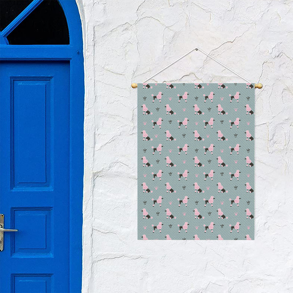 Poodle And Crown Pattern Print Garden Flag