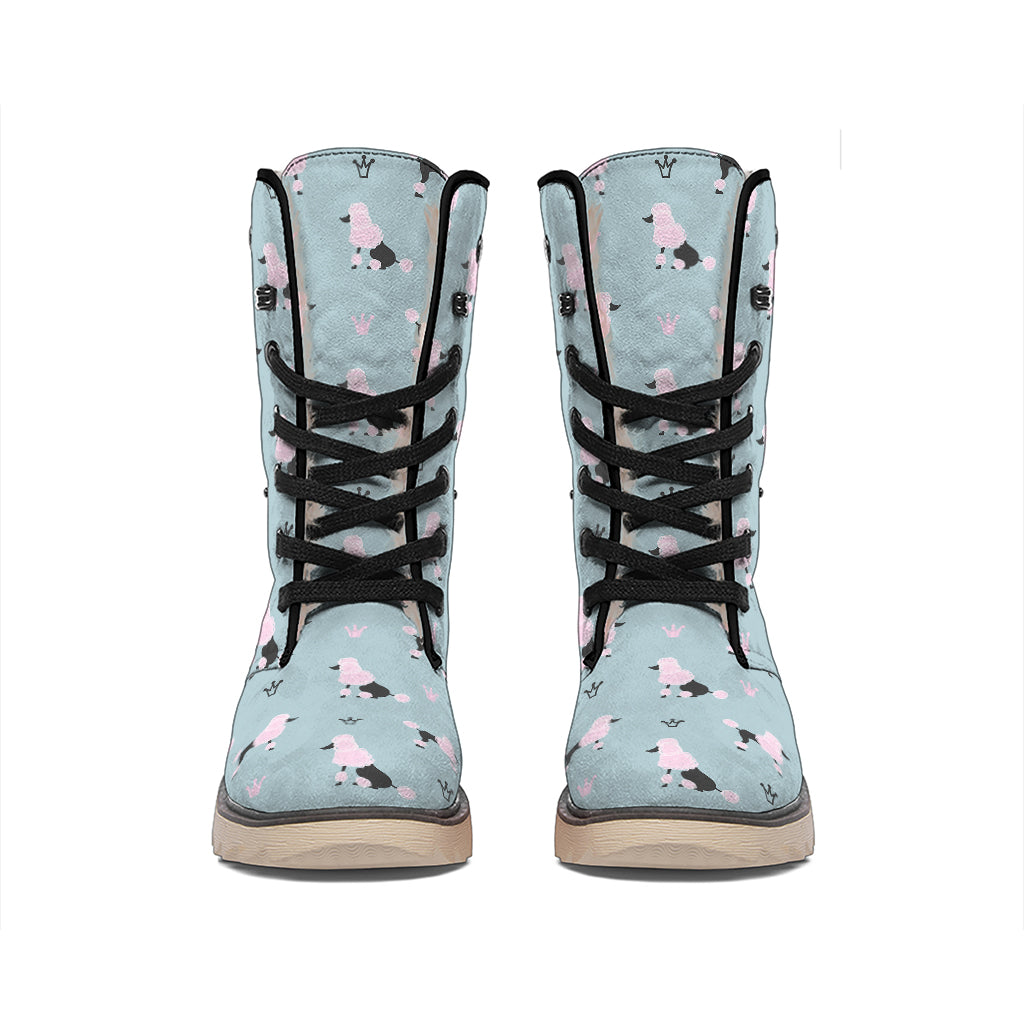 Poodle And Crown Pattern Print Winter Boots
