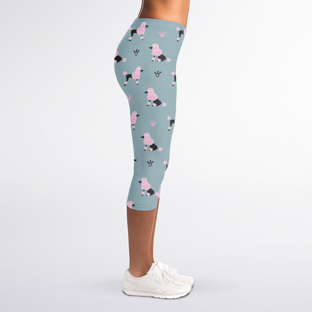 Poodle And Crown Pattern Print Women's Capri Leggings