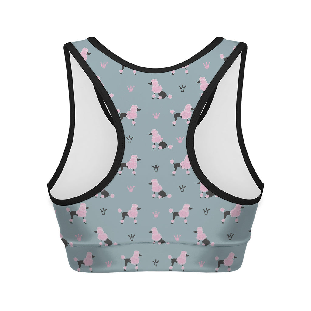 Poodle And Crown Pattern Print Women's Sports Bra