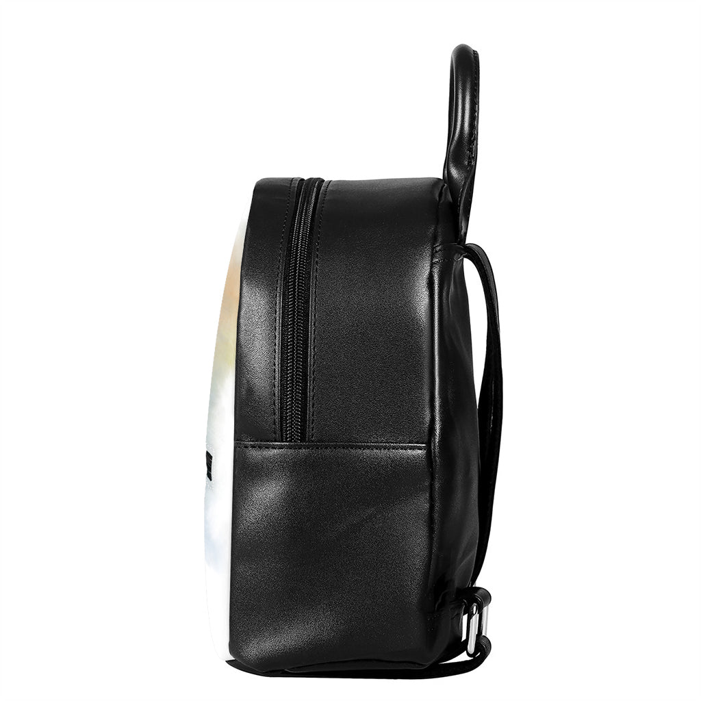 Poodle Portrait Print Leather Backpack