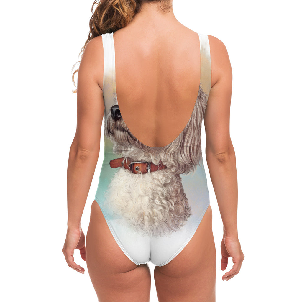 Poodle Portrait Print One Piece Swimsuit