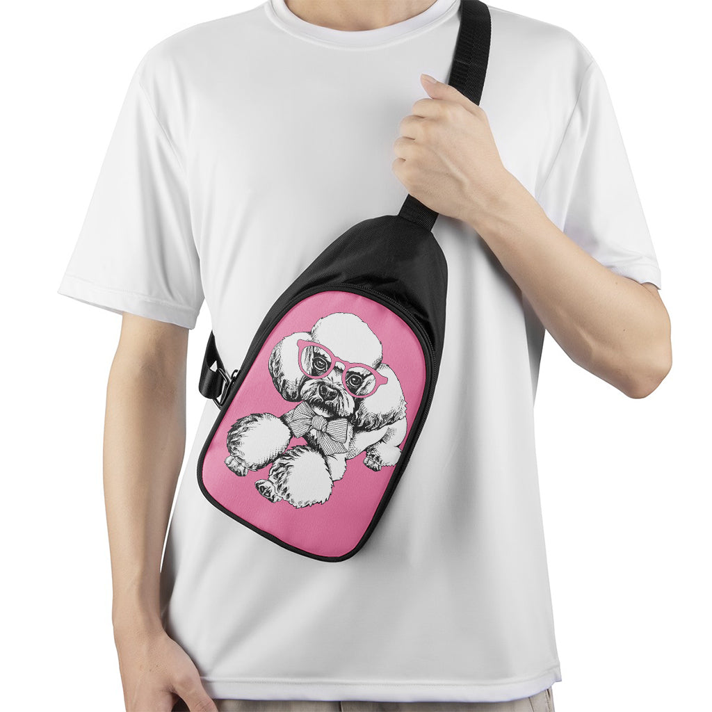 Poodle With Glasses Print Chest Bag