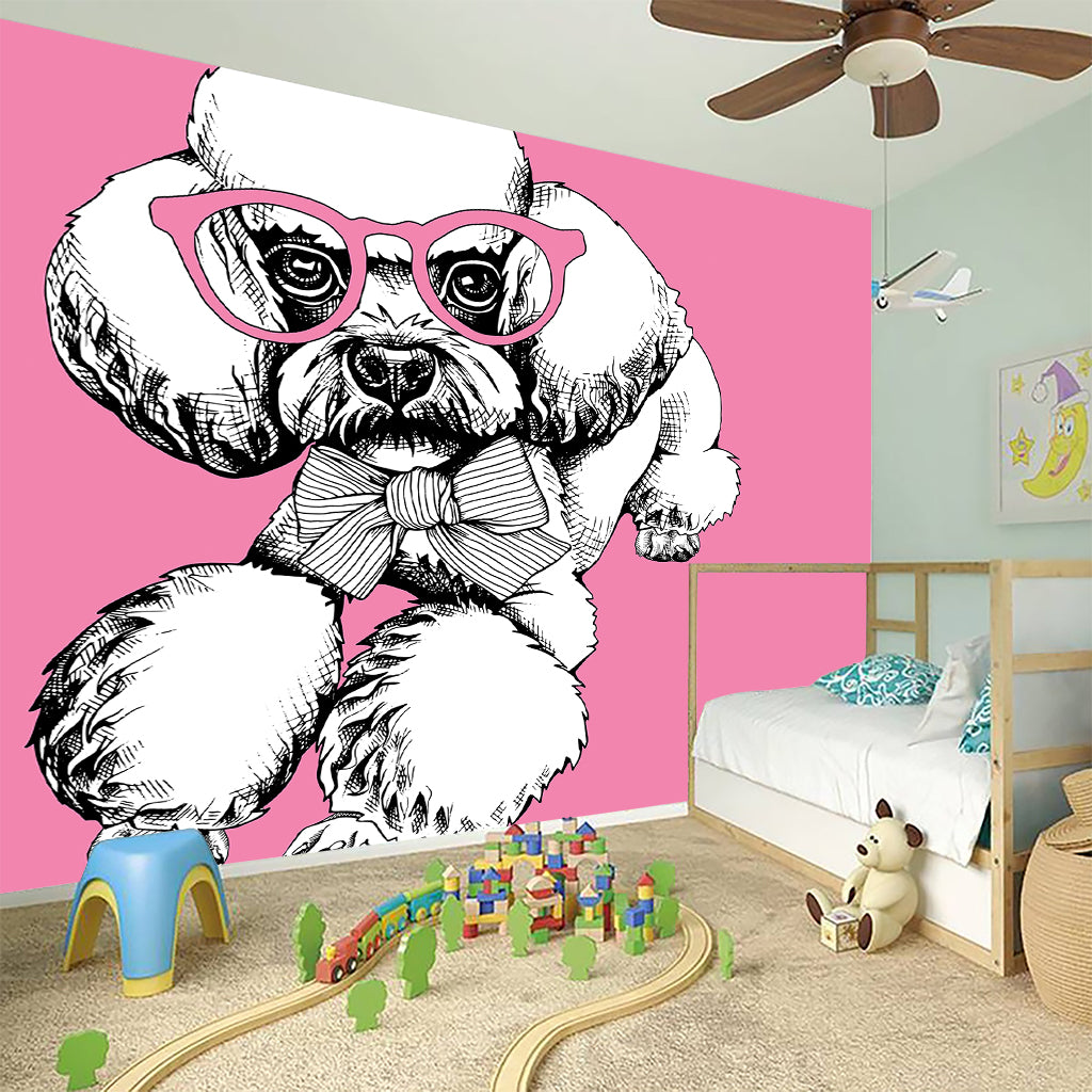 Poodle With Glasses Print Wall Sticker