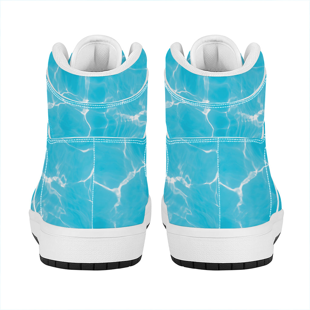 Pool Water Surface Print High Top Leather Sneakers