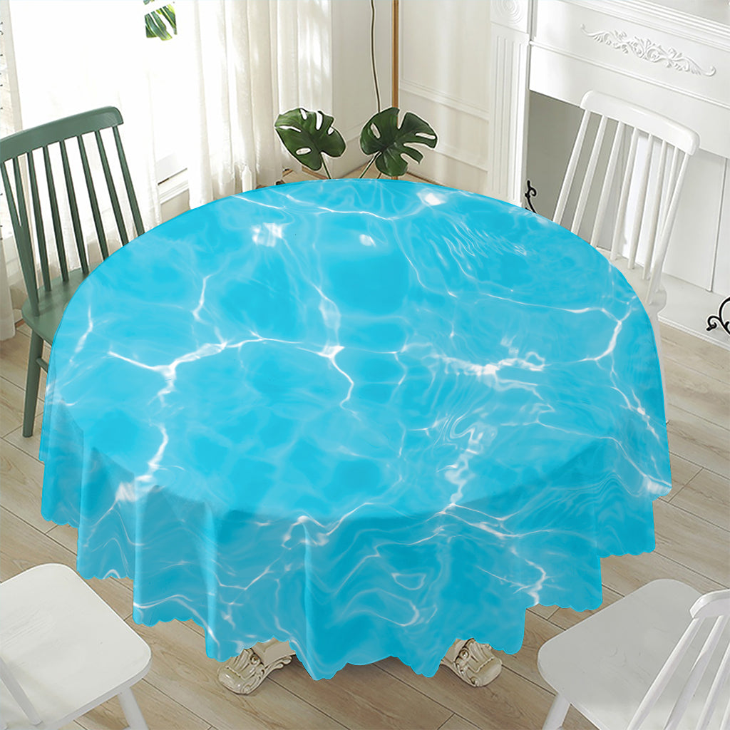 Pool Water Surface Print Waterproof Round Tablecloth