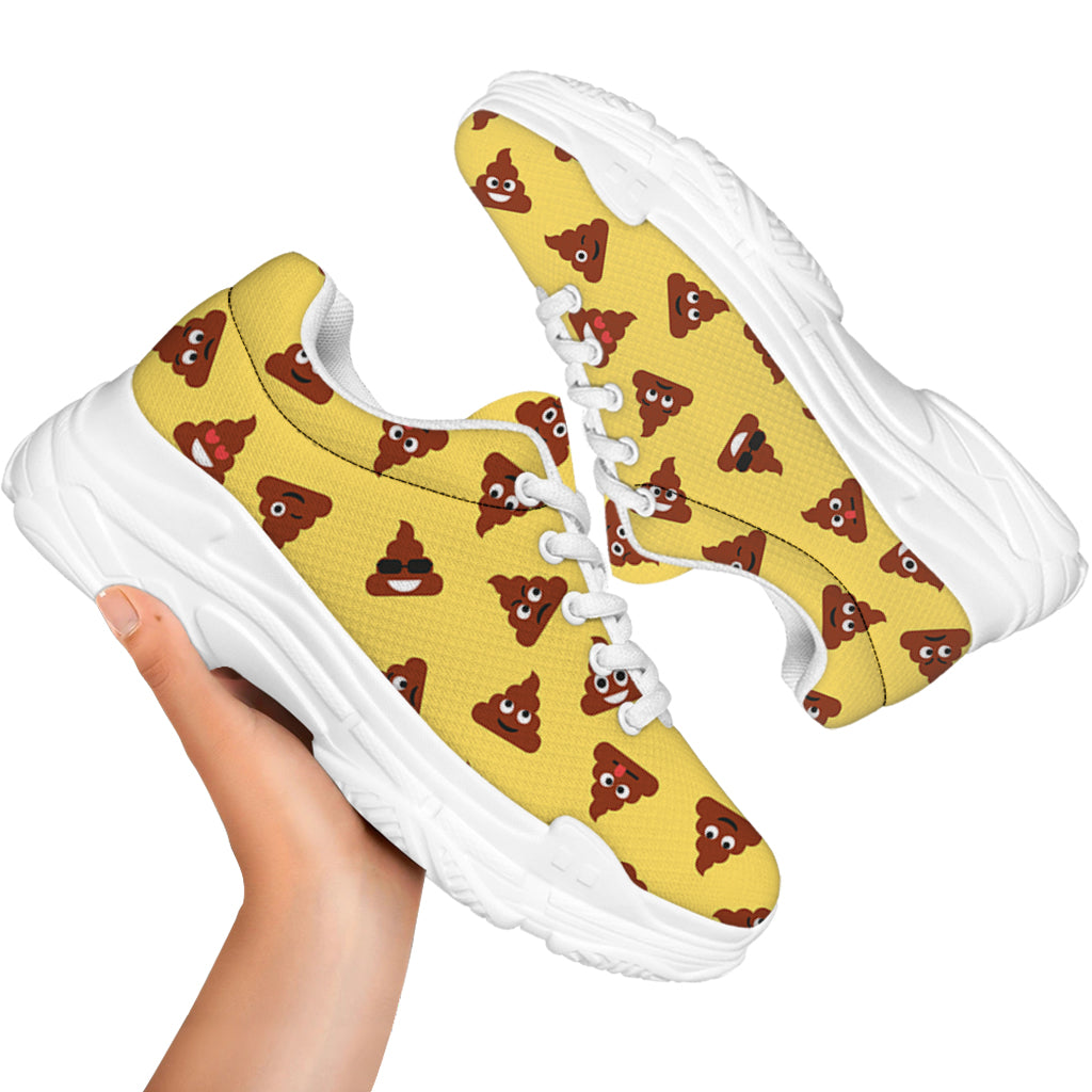 Poop Emoji Pattern Print White Chunky Shoes