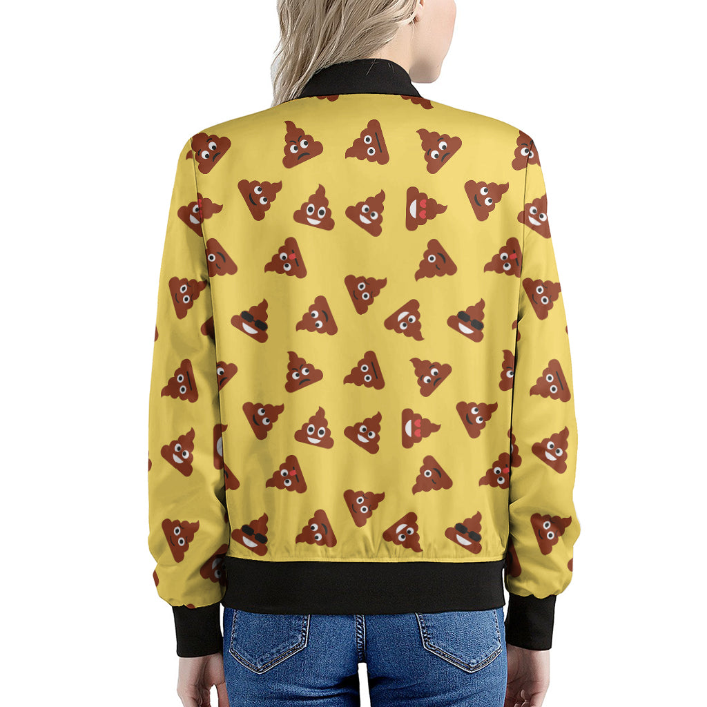 Poop Emoji Pattern Print Women's Bomber Jacket