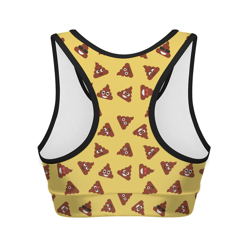 Poop Emoji Pattern Print Women's Sports Bra