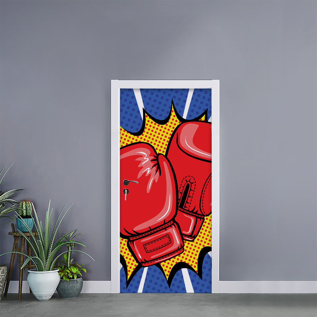 Pop Art Boxing Gloves Print Door Sticker