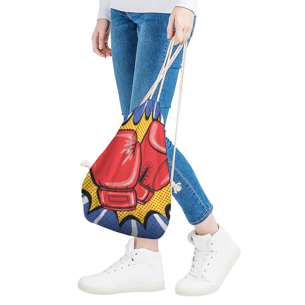 Pop Art Boxing Gloves Print Drawstring Bag