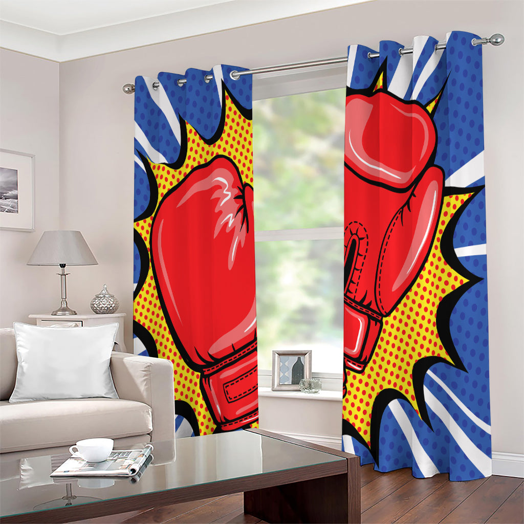 Pop Art Boxing Gloves Print Extra Wide Grommet Curtains