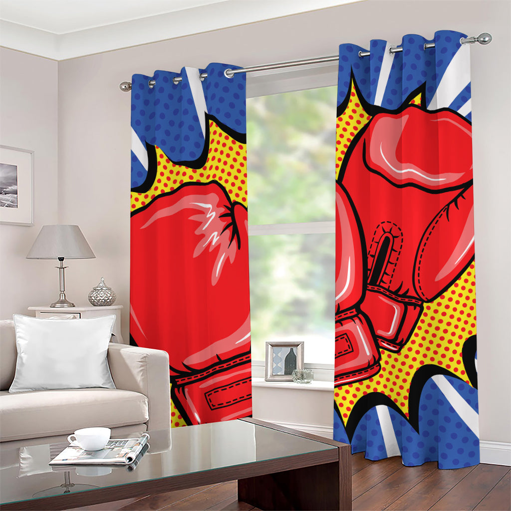Pop Art Boxing Gloves Print Grommet Curtains