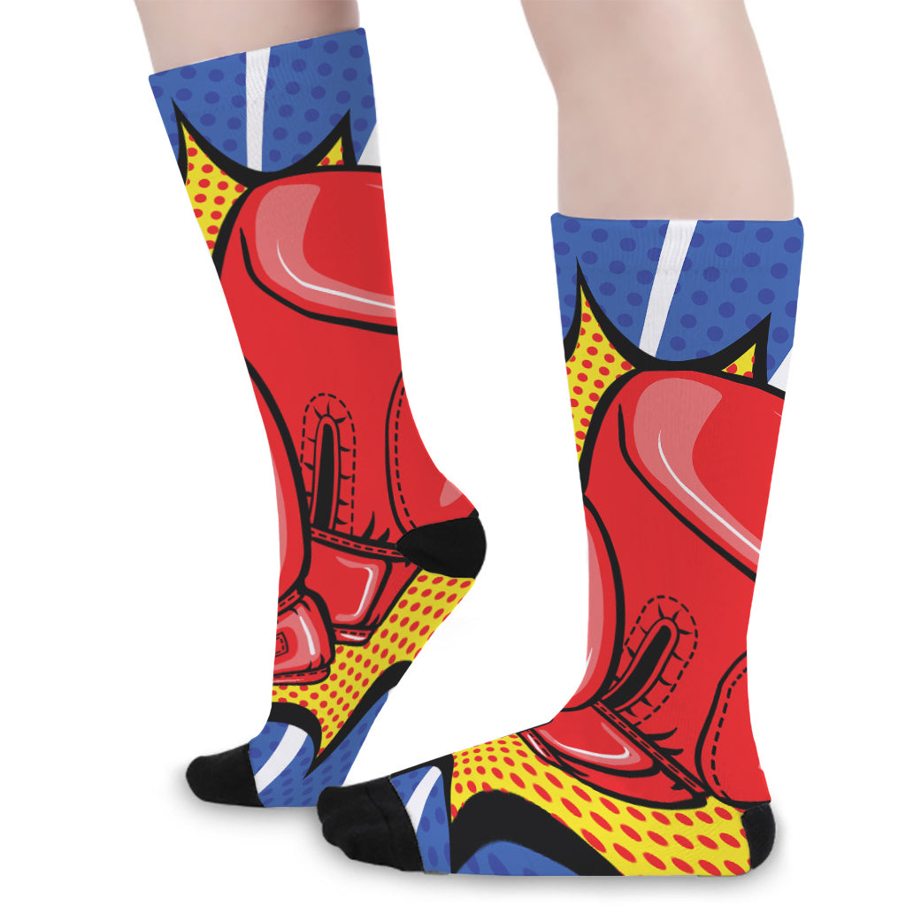 Pop Art Boxing Gloves Print Long Socks