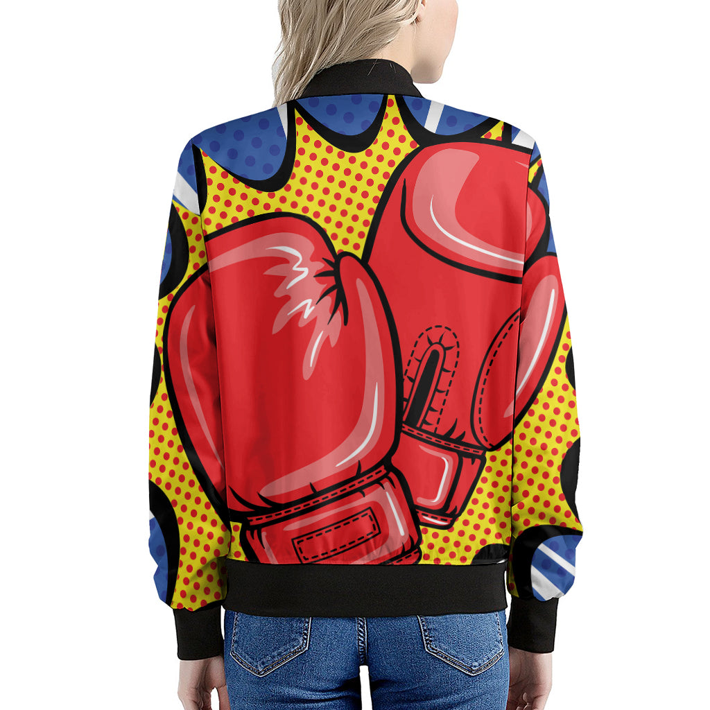Pop Art Boxing Gloves Print Women's Bomber Jacket