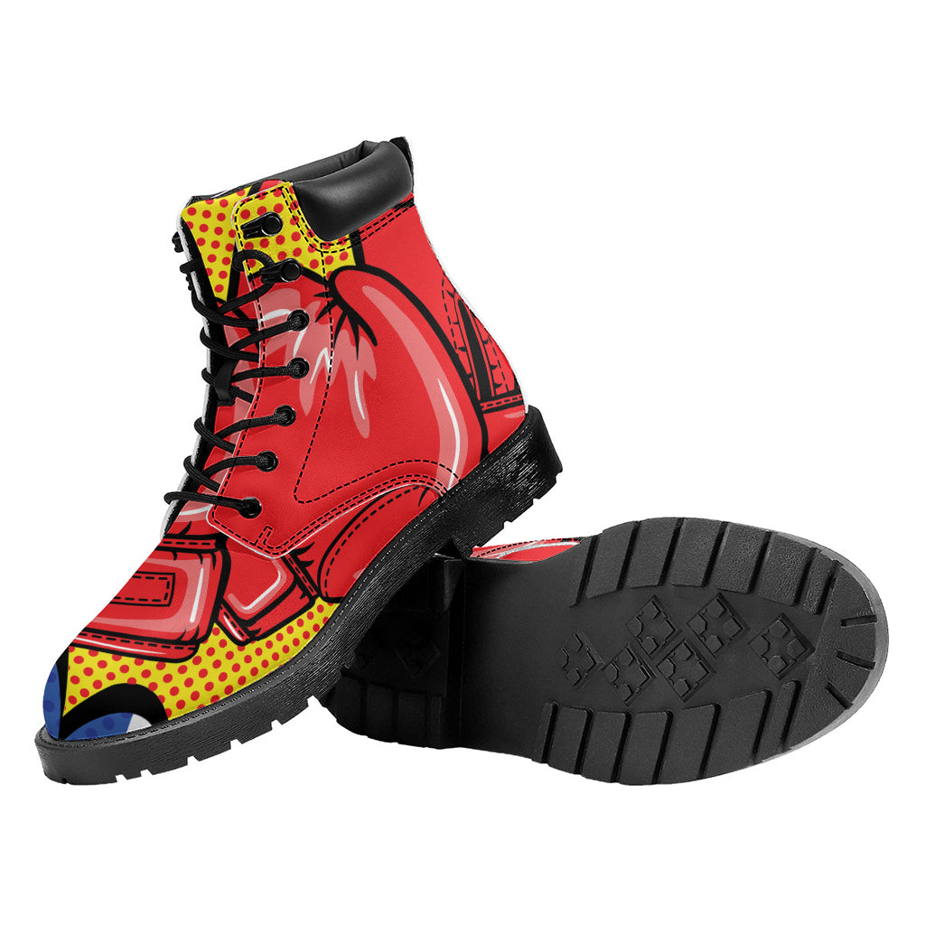 Pop Art Boxing Gloves Print Work Boots