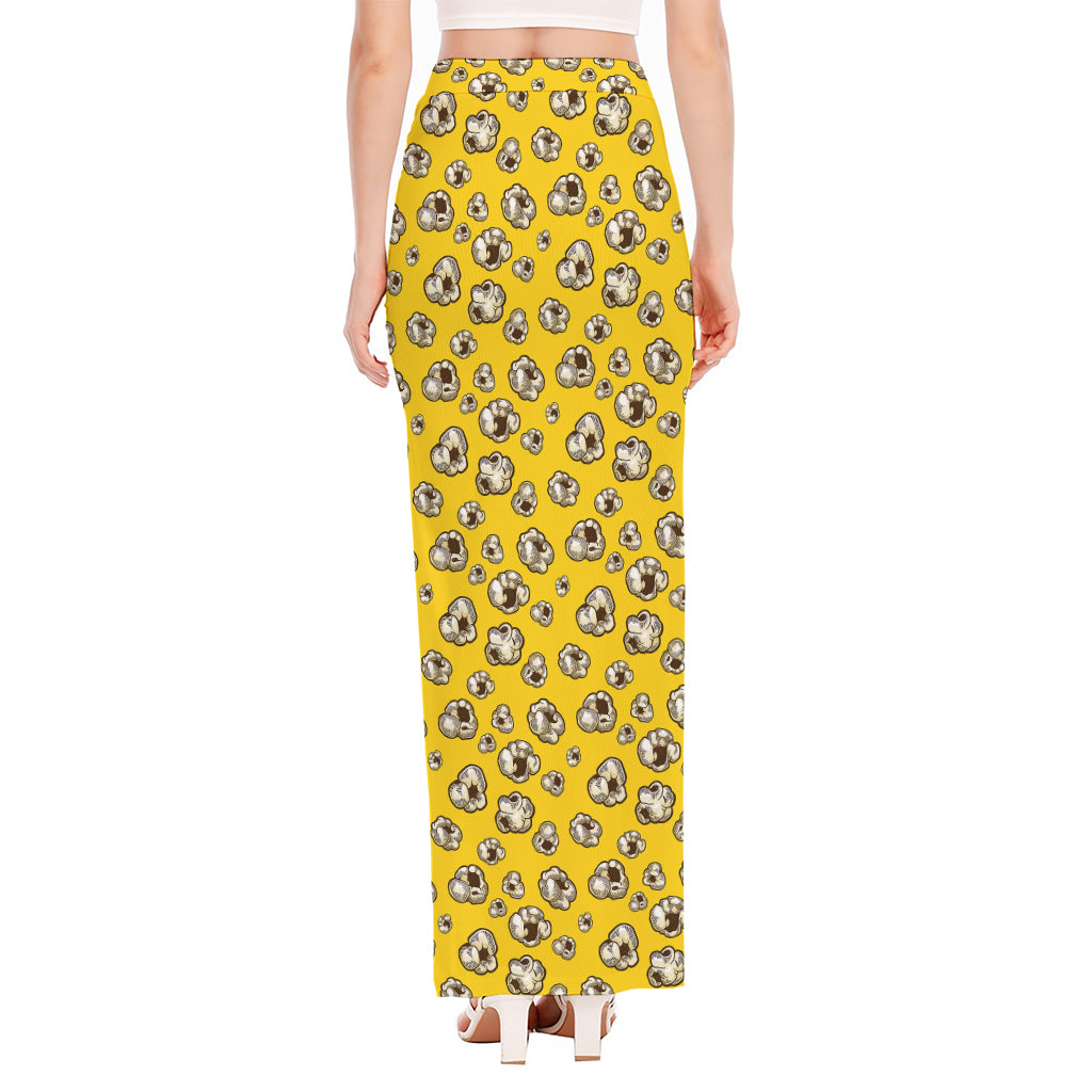 Popcorn Pattern Print High Slit Maxi Skirt
