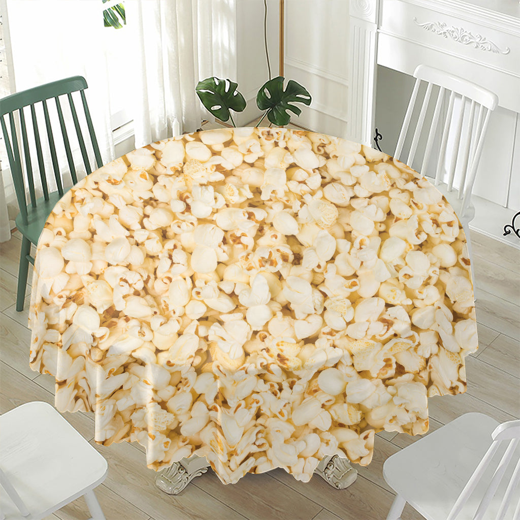 Popcorn Print Waterproof Round Tablecloth