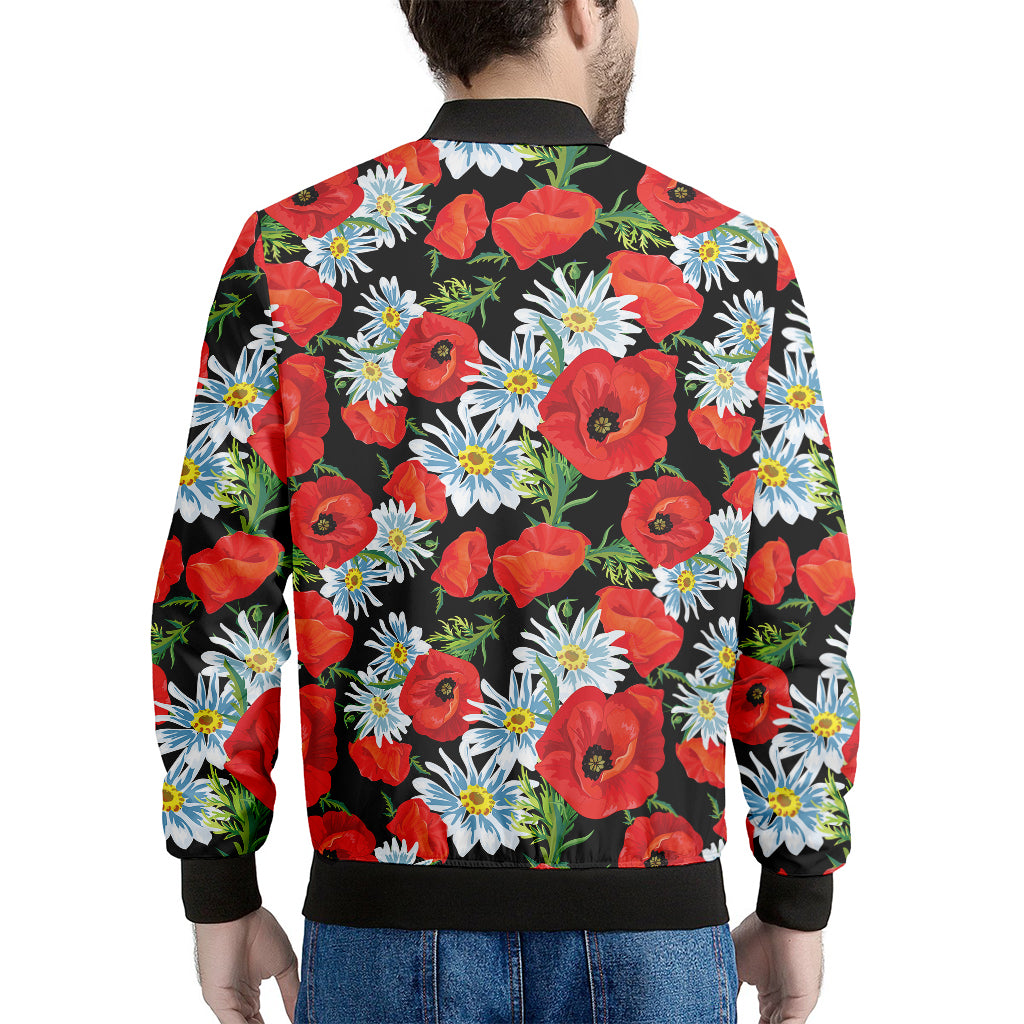 Poppy And Chamomile Pattern Print Men's Bomber Jacket