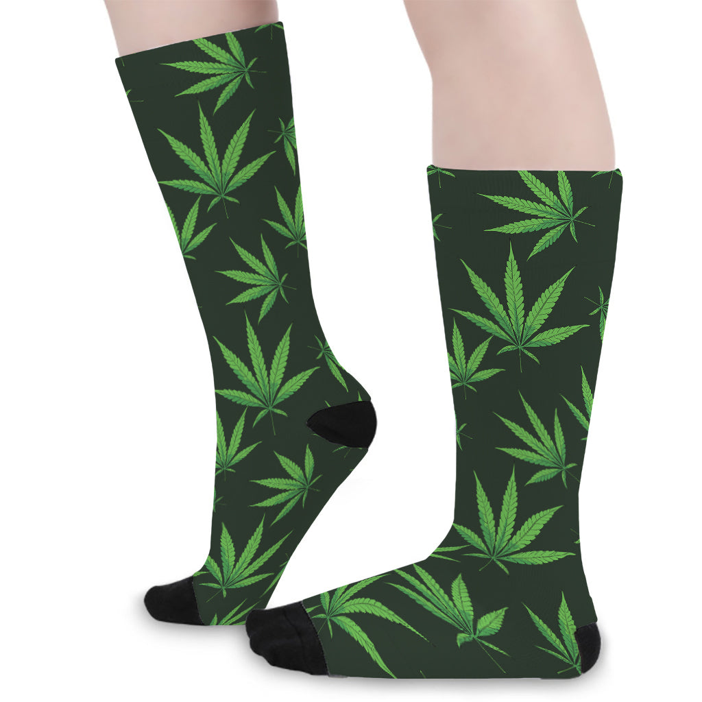 Pot Leaf Pattern Print Long Socks