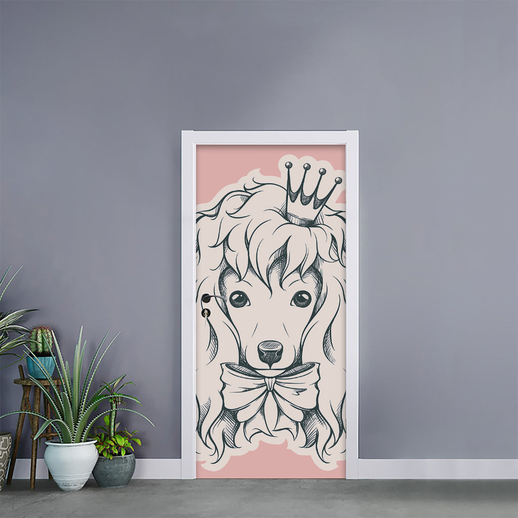 Princess Poodle Print Door Sticker
