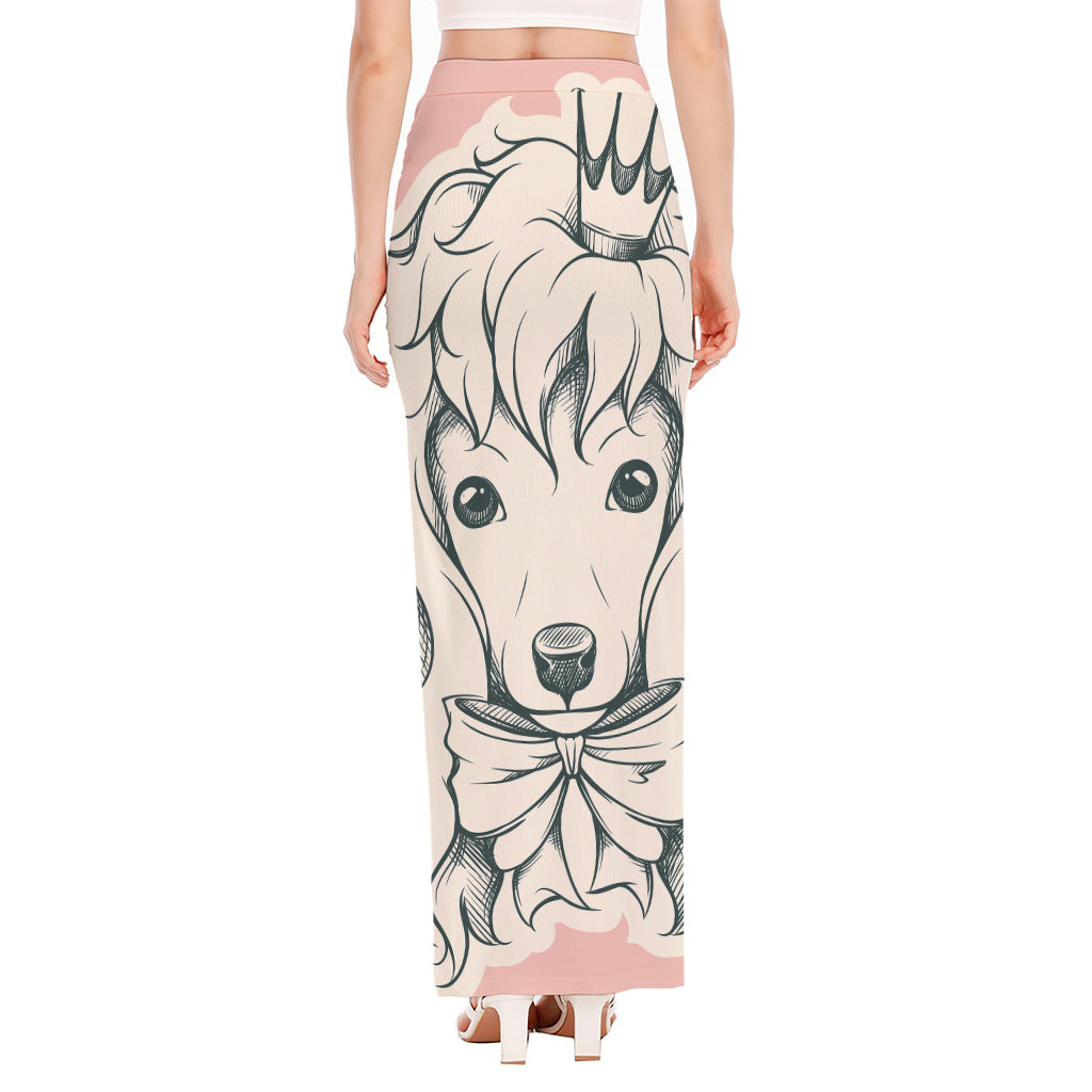 Princess Poodle Print High Slit Maxi Skirt