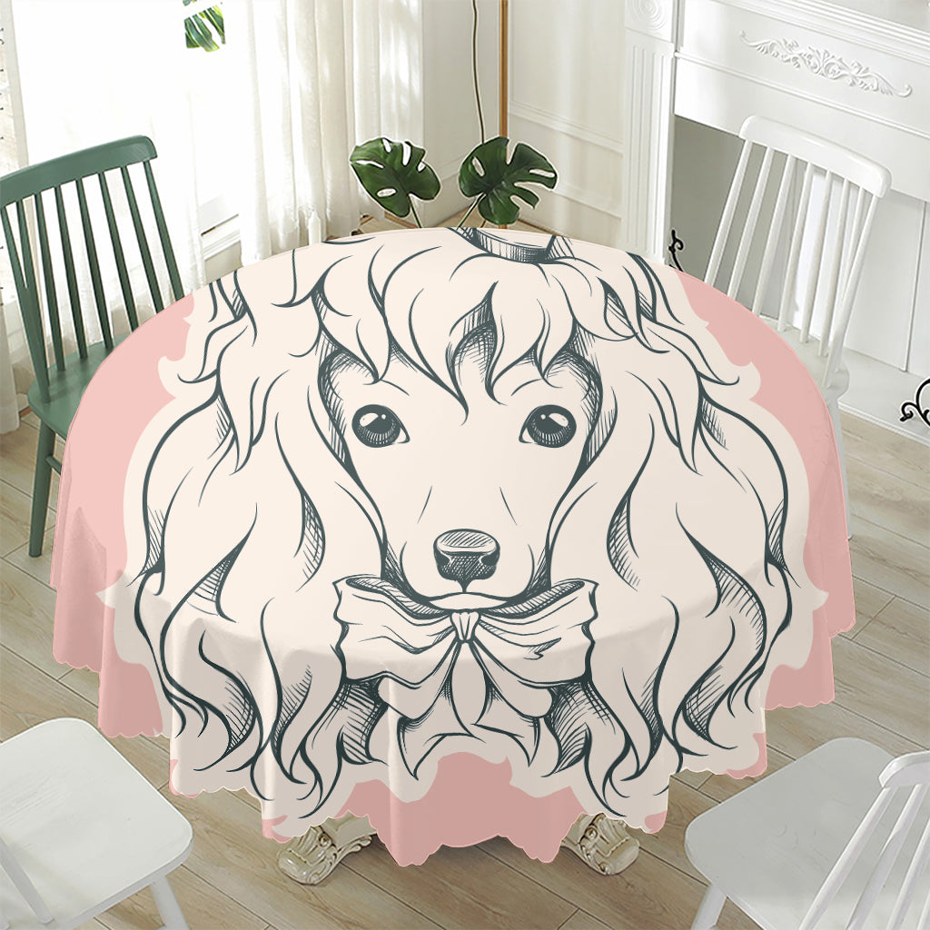 Princess Poodle Print Waterproof Round Tablecloth