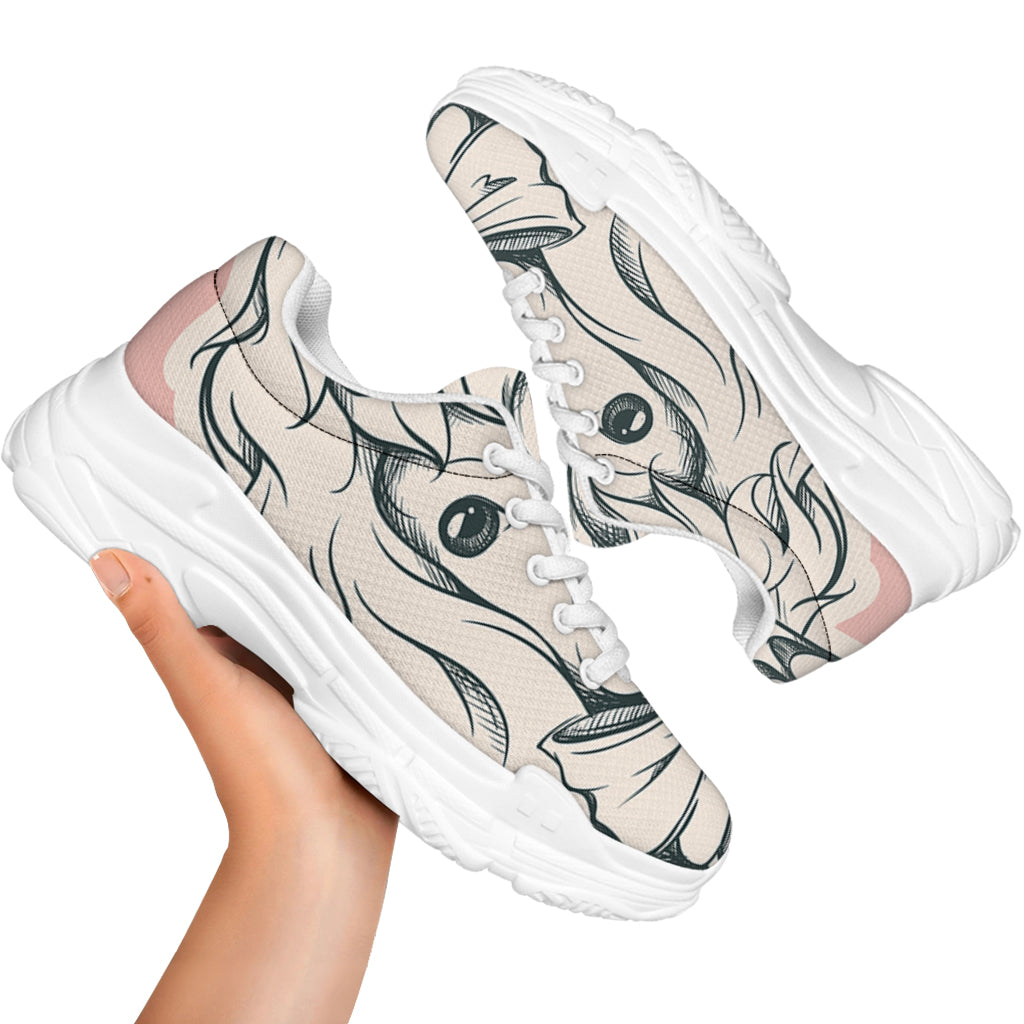 Princess Poodle Print White Chunky Shoes