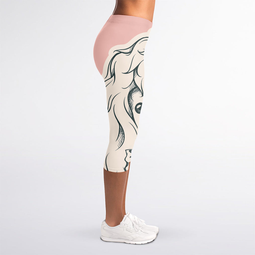 Princess Poodle Print Women's Capri Leggings