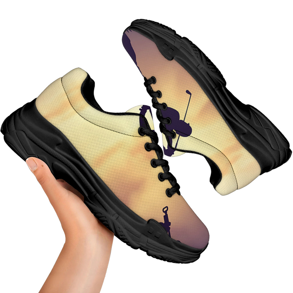 Pro Golf Swing Print Black Chunky Shoes