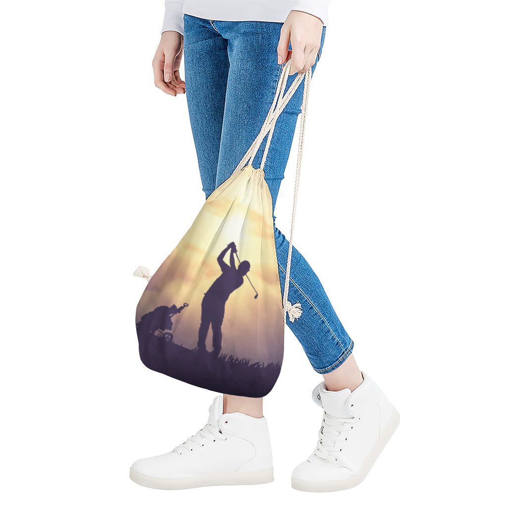 Pro Golf Swing Print Drawstring Bag