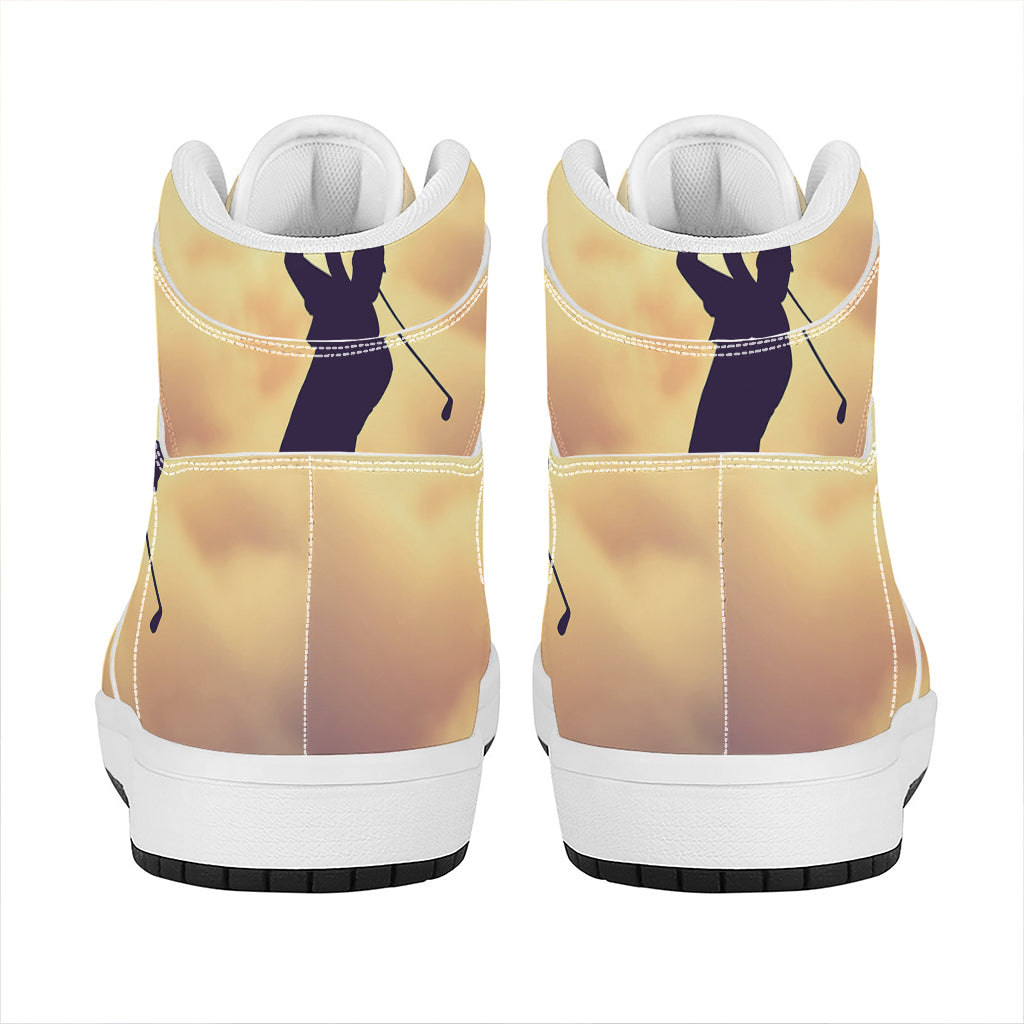 Pro Golf Swing Print High Top Leather Sneakers