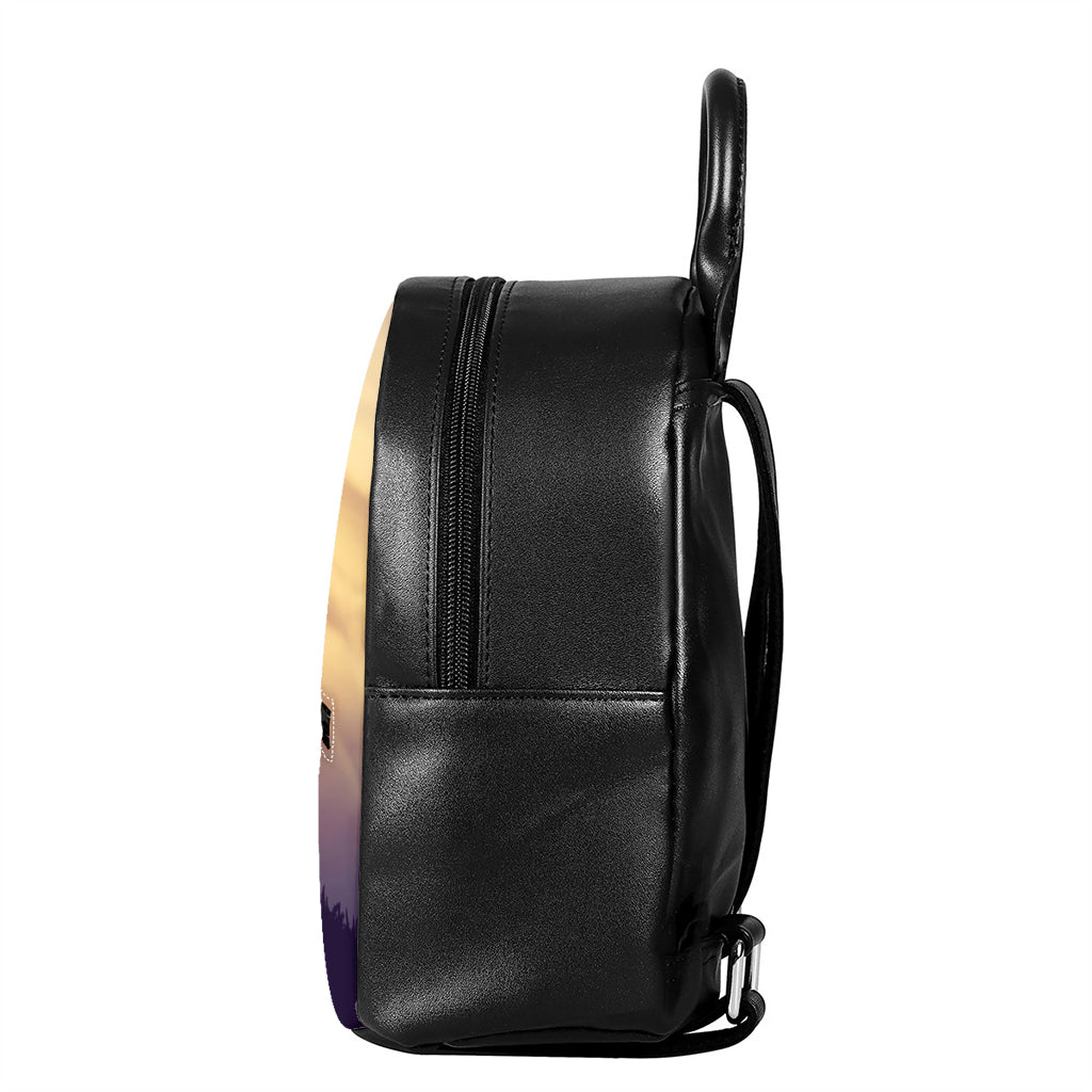 Pro Golf Swing Print Leather Backpack