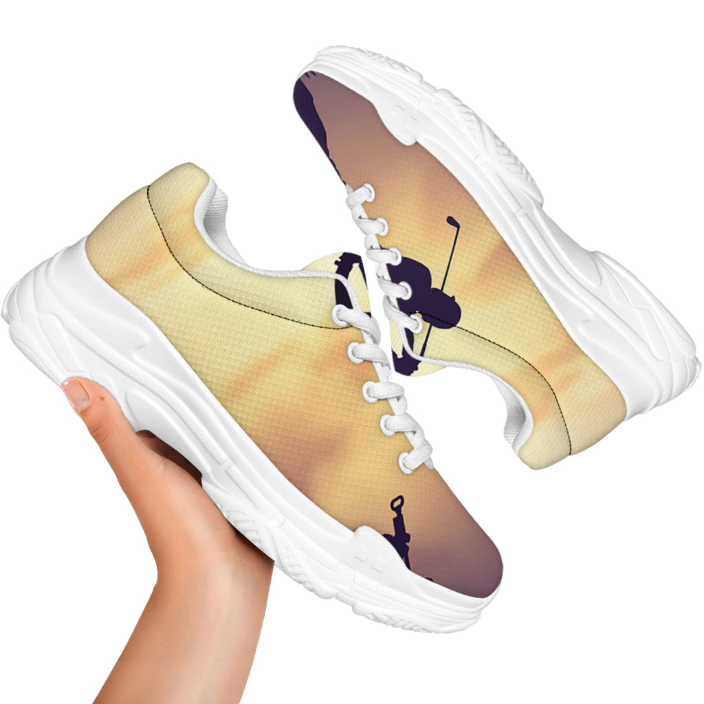 Pro Golf Swing Print White Chunky Shoes