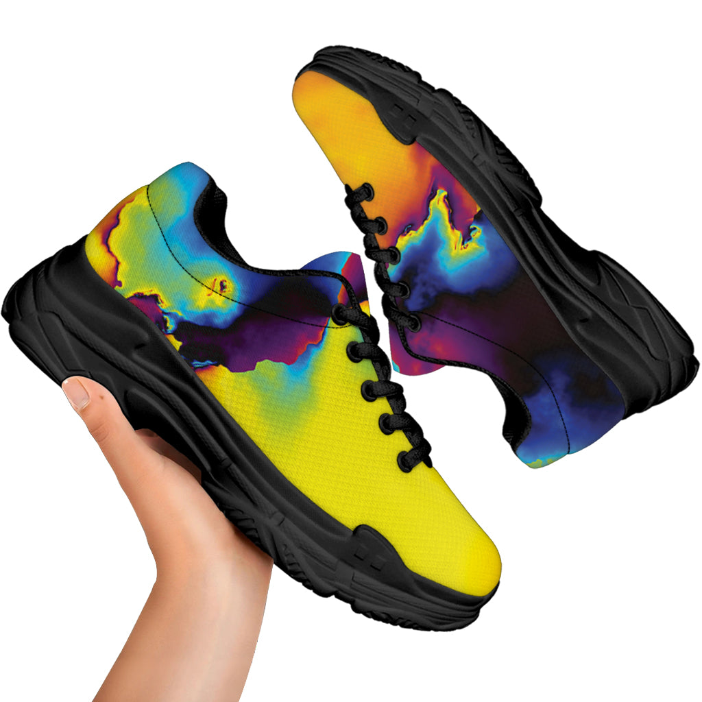 Psychedelic Acid Print Black Chunky Shoes