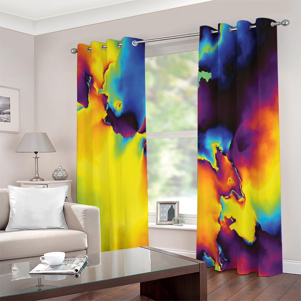 Psychedelic Acid Print Extra Wide Grommet Curtains