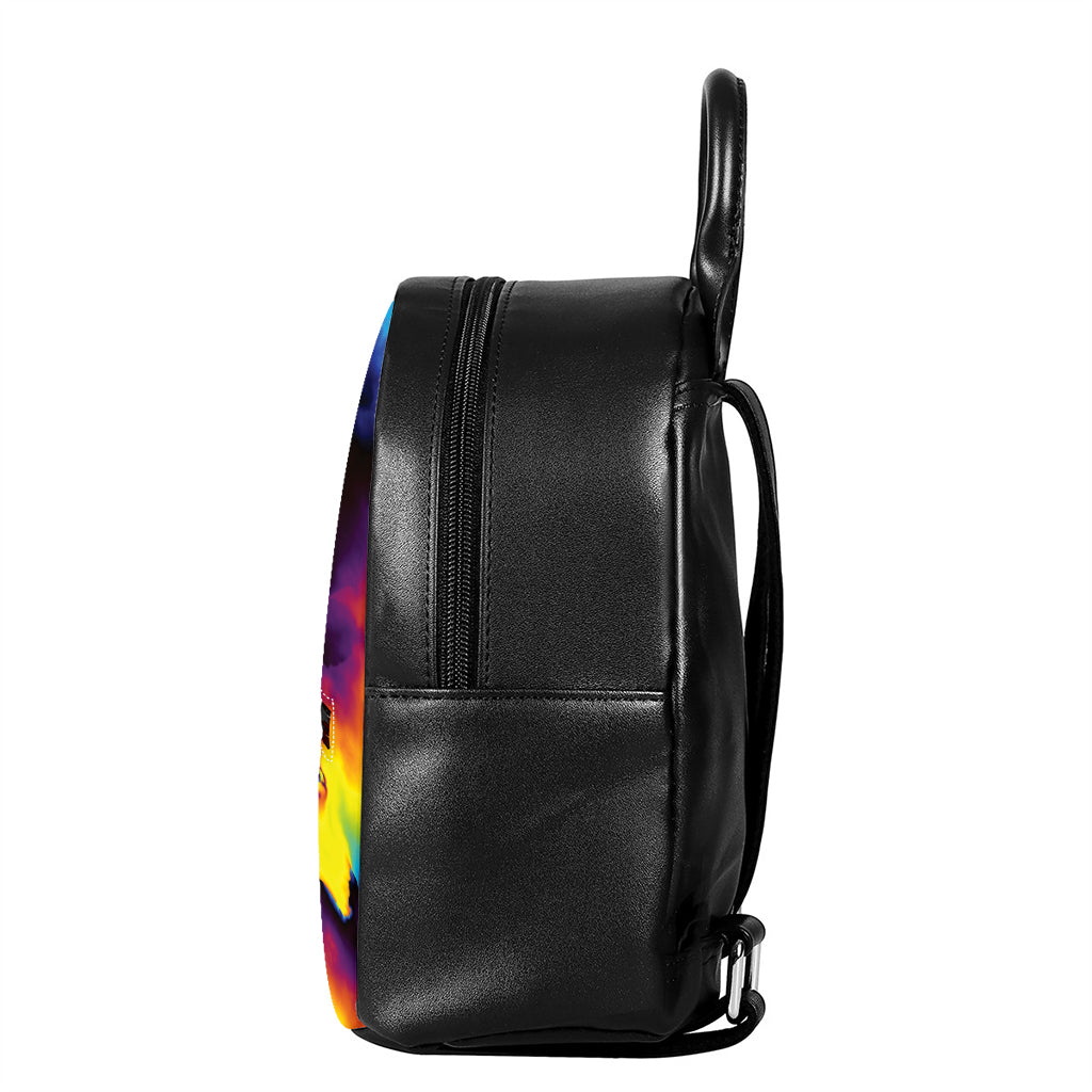 Psychedelic Acid Print Leather Backpack