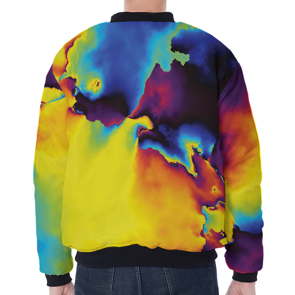 Psychedelic Acid Print Zip Sleeve Bomber Jacket