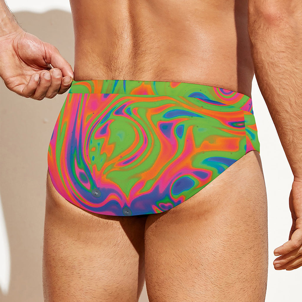 Psychedelic Bubble Print Men's Swim Briefs