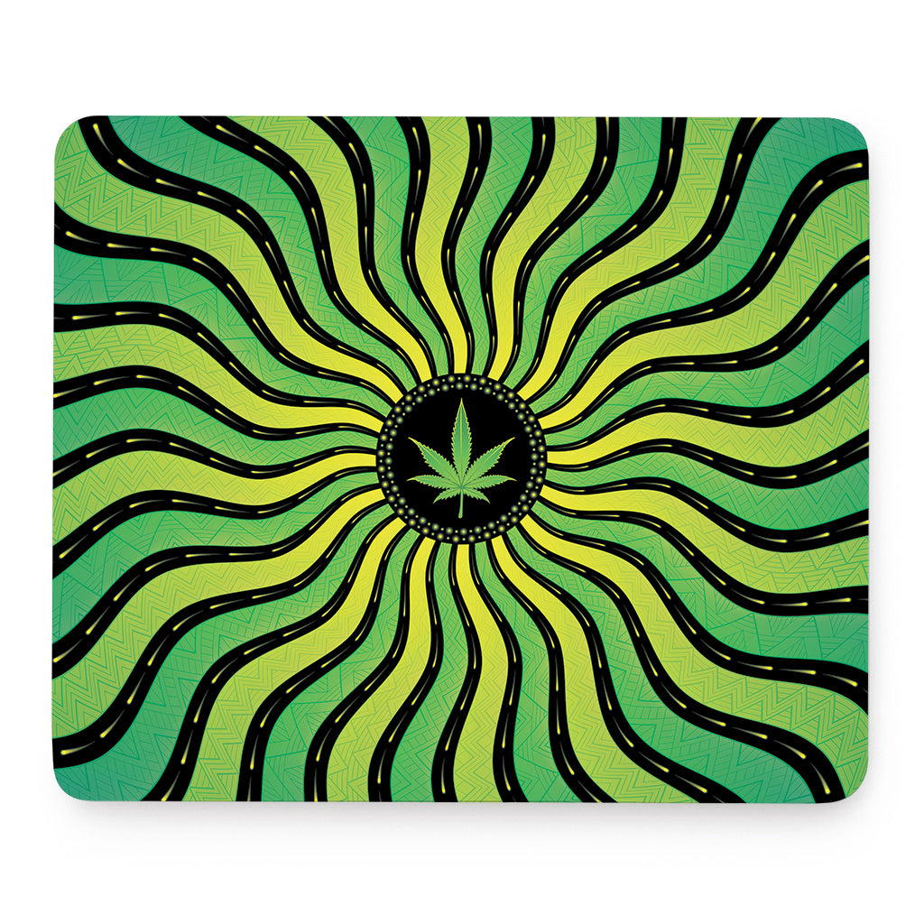 Psychedelic Cannabis Leaf Print Mouse Pad
