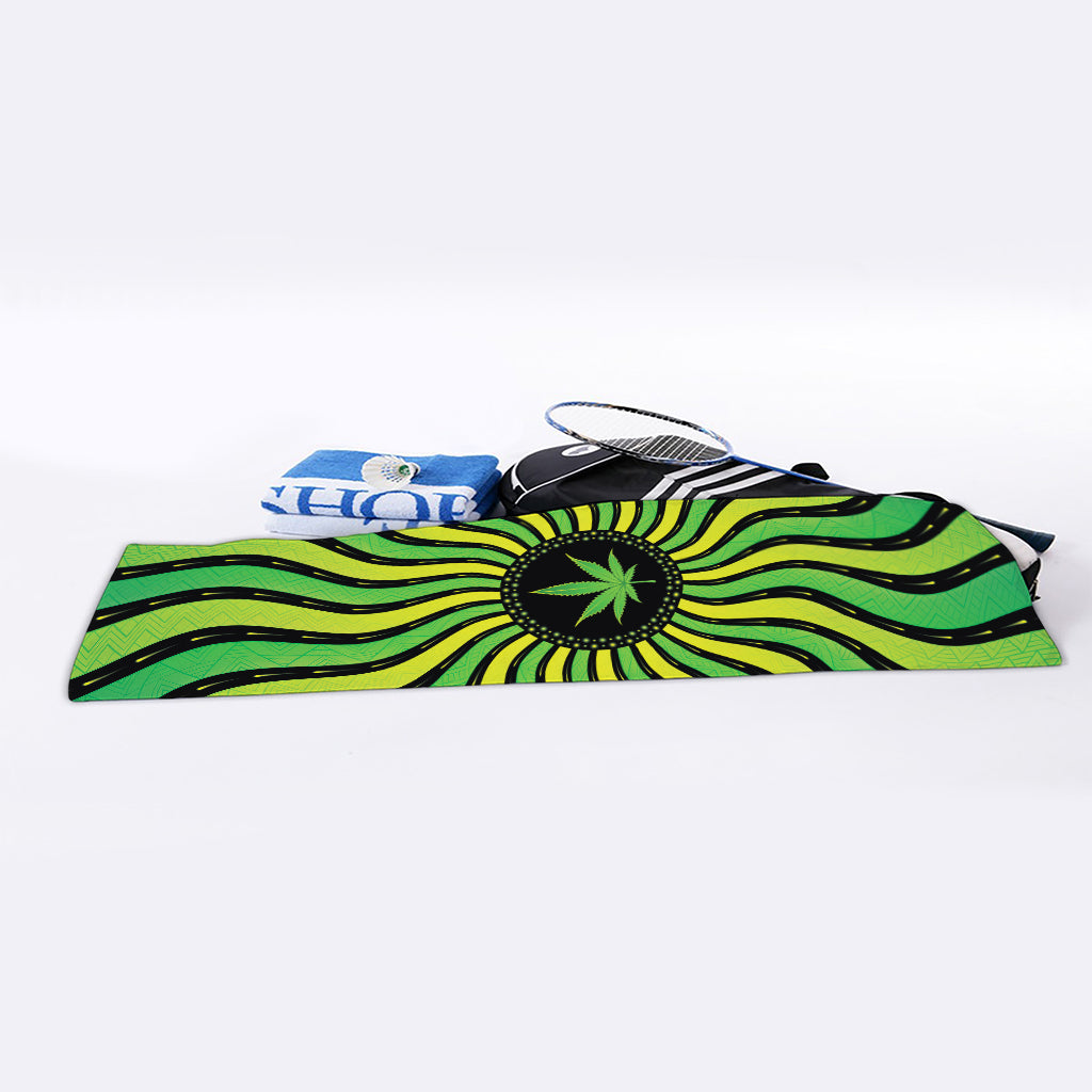 Psychedelic Cannabis Leaf Print Sports Towel