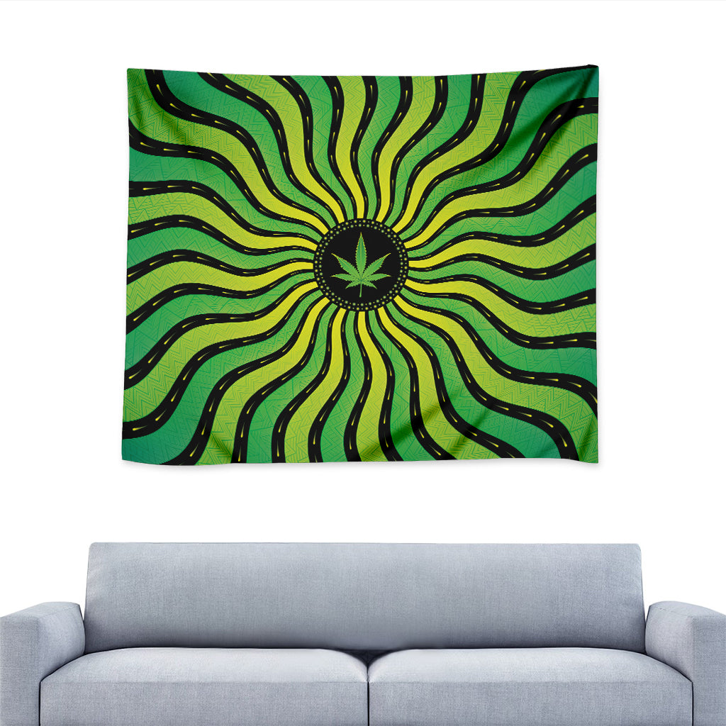 Psychedelic Cannabis Leaf Print Tapestry