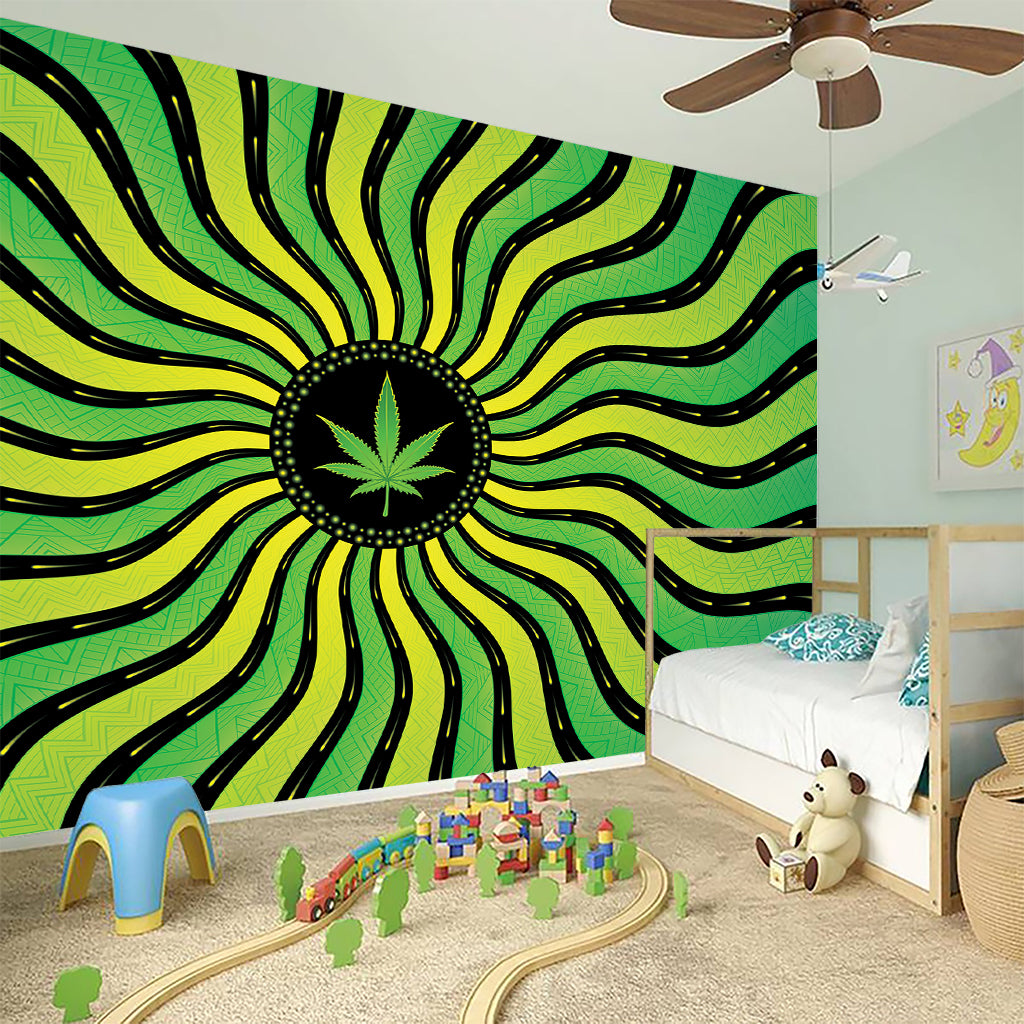 Psychedelic Cannabis Leaf Print Wall Sticker