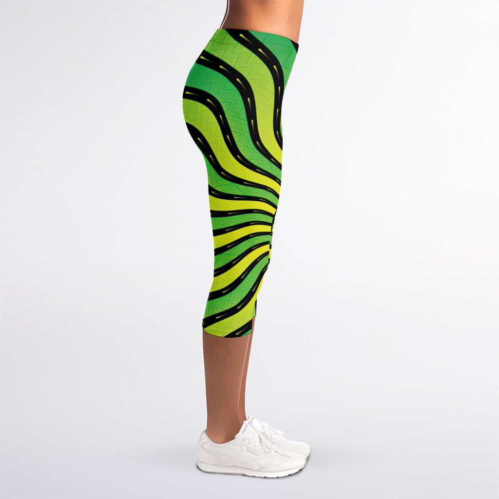Psychedelic Cannabis Leaf Print Women's Capri Leggings