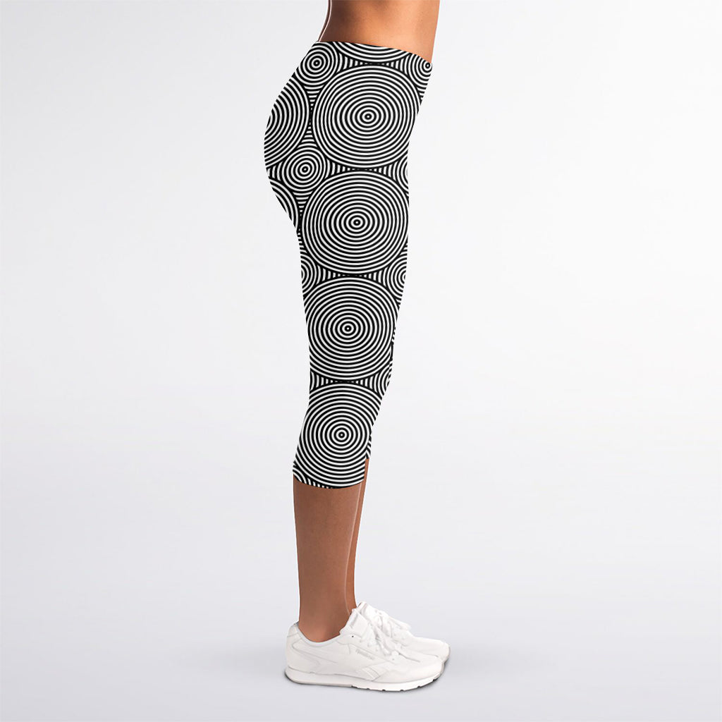 Psychedelic Circle Pattern Print Women's Capri Leggings