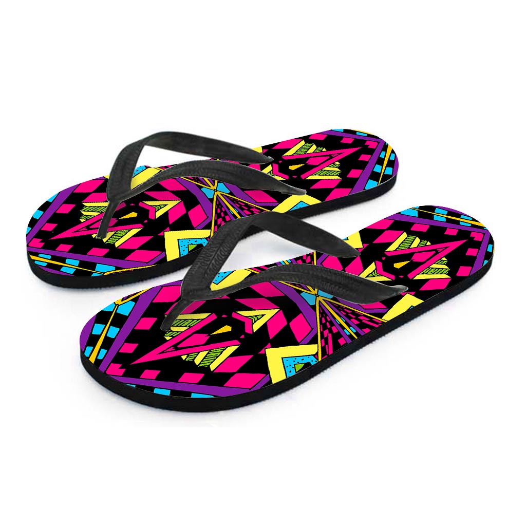 Psychedelic Ethnic Trippy Print Flip Flops