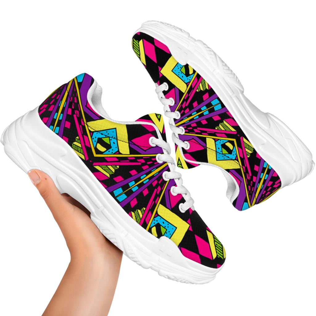 Psychedelic Ethnic Trippy Print White Chunky Shoes