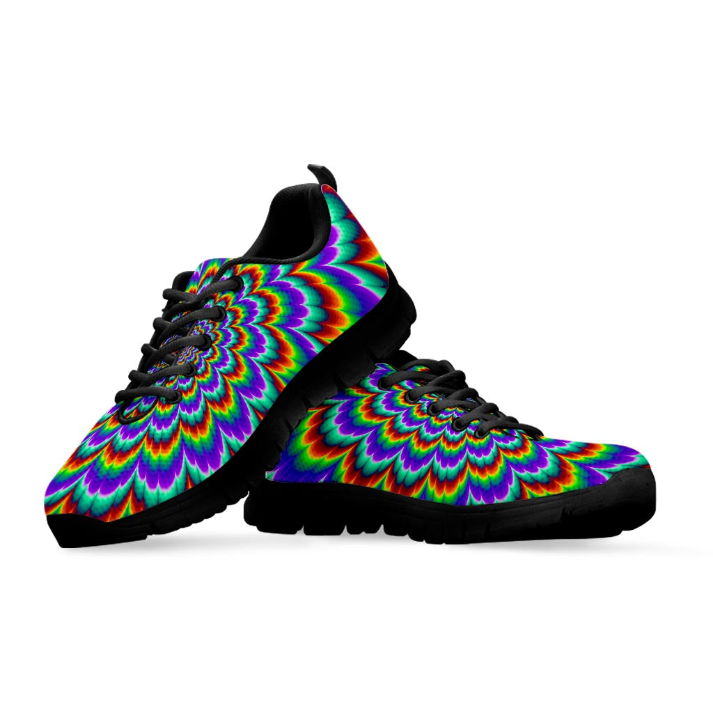 Psychedelic Expansion Optical Illusion Black Running Shoes