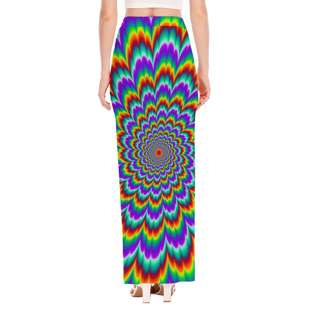 Psychedelic Expansion Optical Illusion High Slit Maxi Skirt