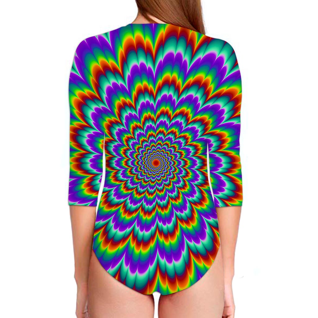 Psychedelic Expansion Optical Illusion Long Sleeve Swimsuit